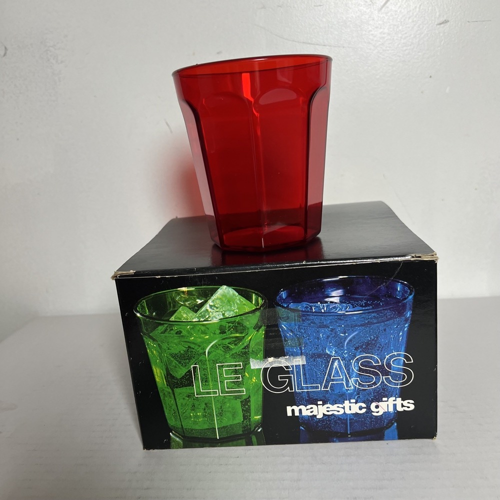 Majestic le glass double old fashioned‎ set of four 14 oz plastic glasses red
